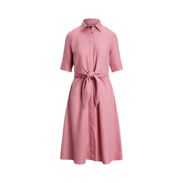 Tie-Front Linen Shirtdress Lauren in Rose Mauve 2