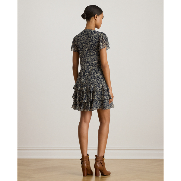 Paisley Georgette Drop-Waist Dress