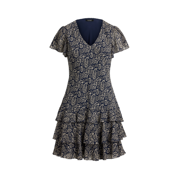 Paisley Georgette Drop-Waist Dress