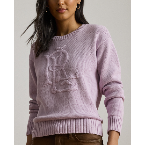 Embroidered-Logo Combed Cotton Sweater