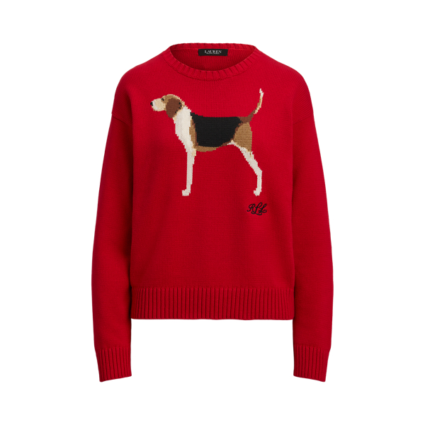 Baumwollpullover mit Foxhound-Intarsie