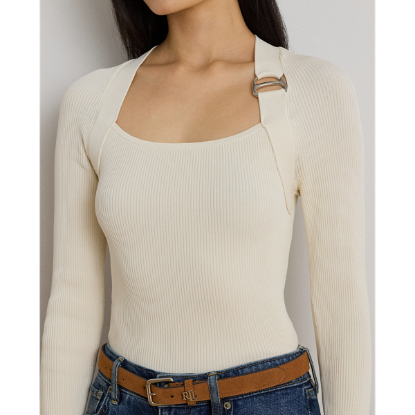 Rippenstrickpullover mit Schnalle Lauren in Mascarpone-Creme 6