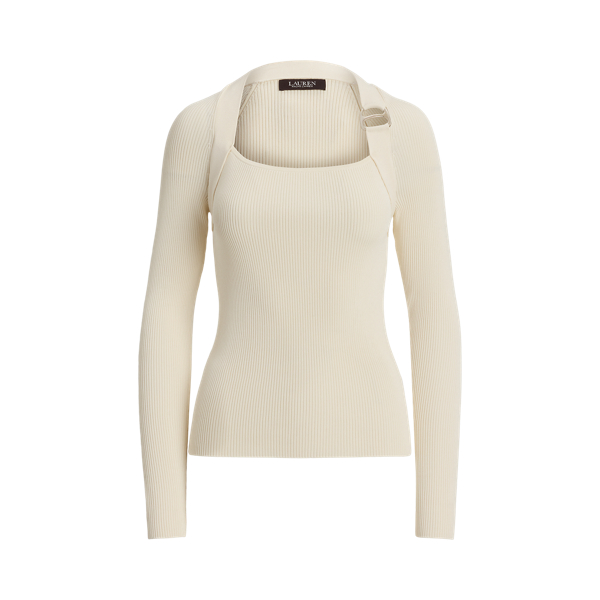 Rippenstrickpullover mit Schnalle Lauren in Mascarpone-Creme 2