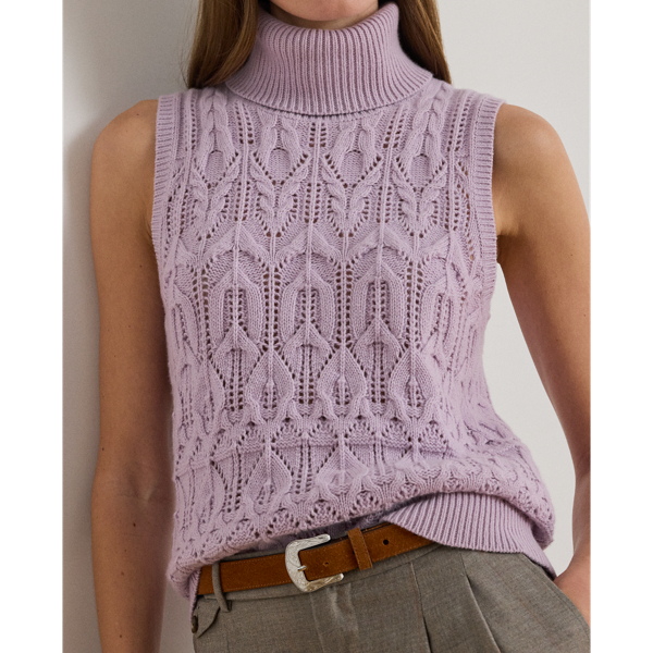 Pointelle Turtleneck Sweater Tank Top