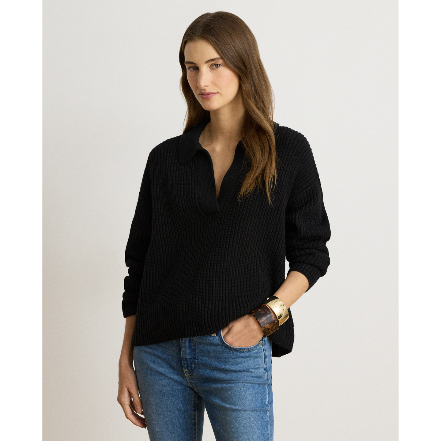 Свитер Ralph Lauren Wool-Blend Polo, цвет: Чёрный — фото 5