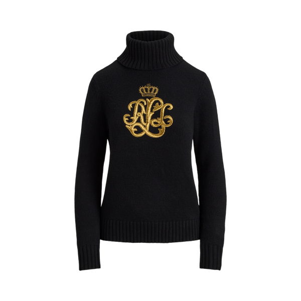 Rollkragenpullover mit gesticktem Logo