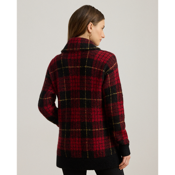 Plaid Shawl-Collar Cardigan