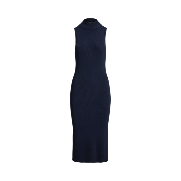 Robe-pull sans manches à col cheminée