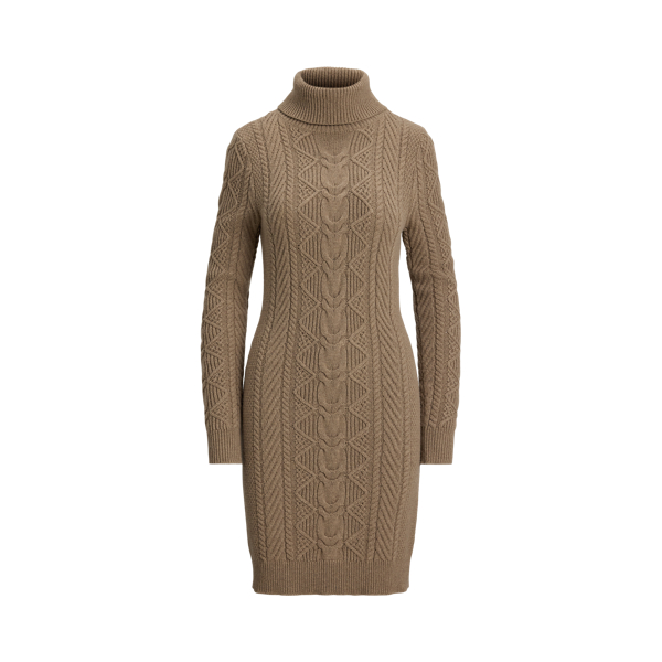 Robe-pull col roulé en tricot torsadé