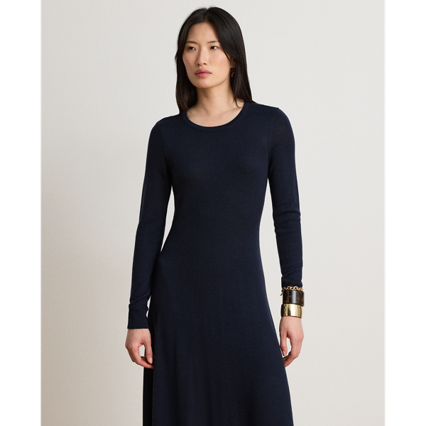 Lauren Navy Wool Crewneck Sweater Dress Lauren 4