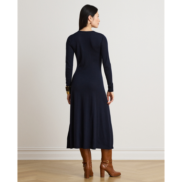 Lauren Navy Wool Crewneck Sweater Dress Lauren 5