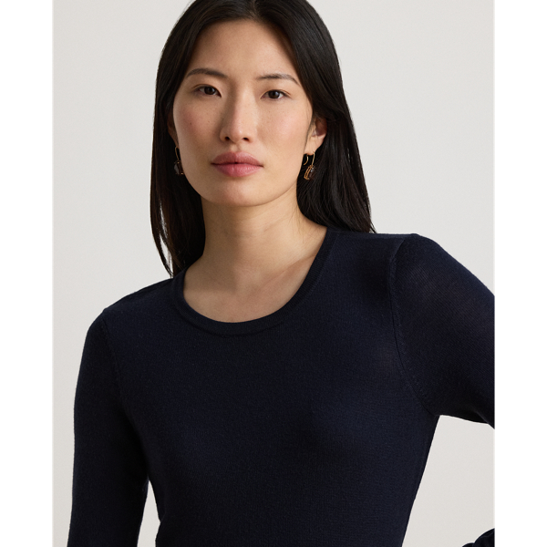 Lauren Navy Wool Crewneck Sweater Dress Lauren 6