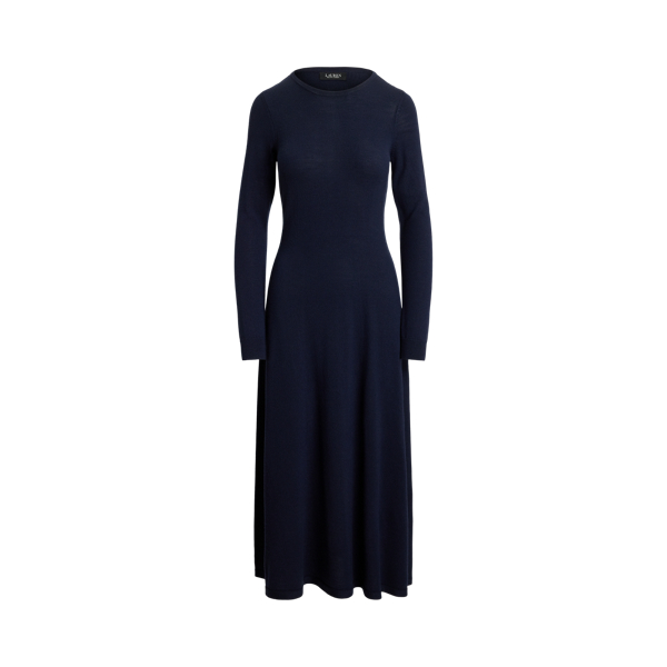 Lauren Navy Wool Crewneck Sweater Dress Lauren 2