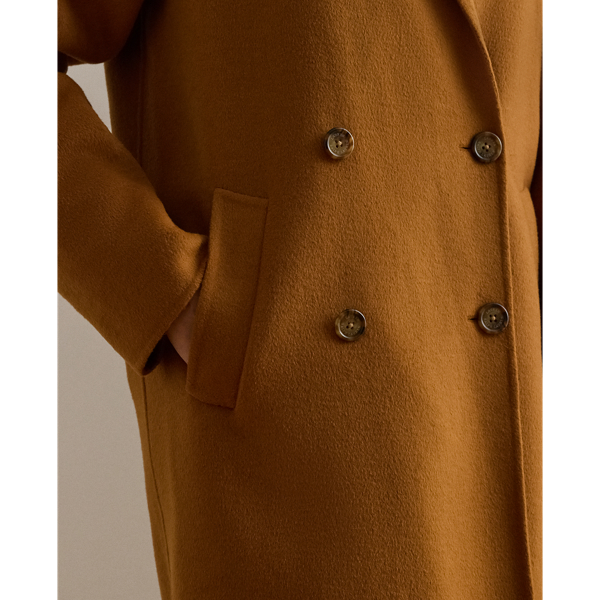 Zweireihiger Kokon-Mantel mit Wolle