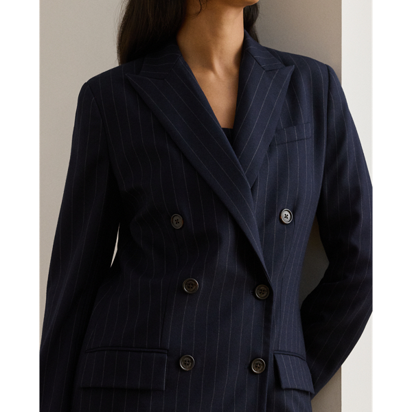 Double-Breasted Pinstripe Twill Blazer - thumbnail 5