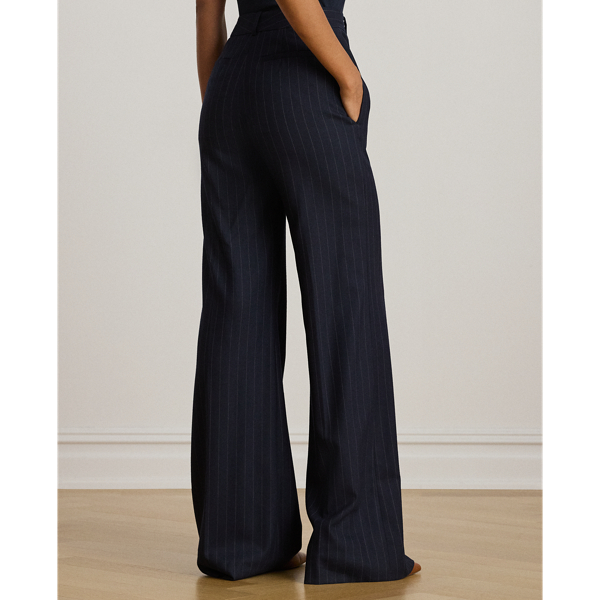 Nadelstreifen-Twillhose mit weitem Bein Lauren in Navy/Creme 5