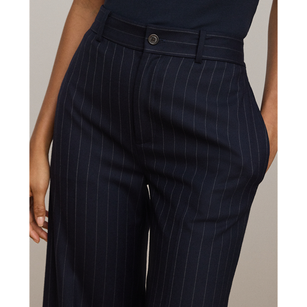 Nadelstreifen-Twillhose mit weitem Bein Lauren in Navy/Creme 6