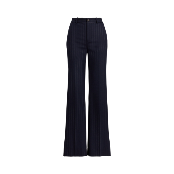 Nadelstreifen-Twillhose mit weitem Bein Lauren in Navy/Creme 2
