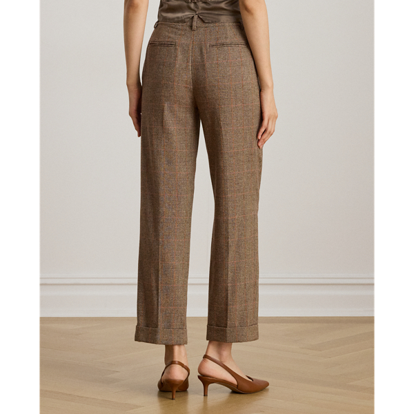 Glen Plaid Pleated Cropped Pant