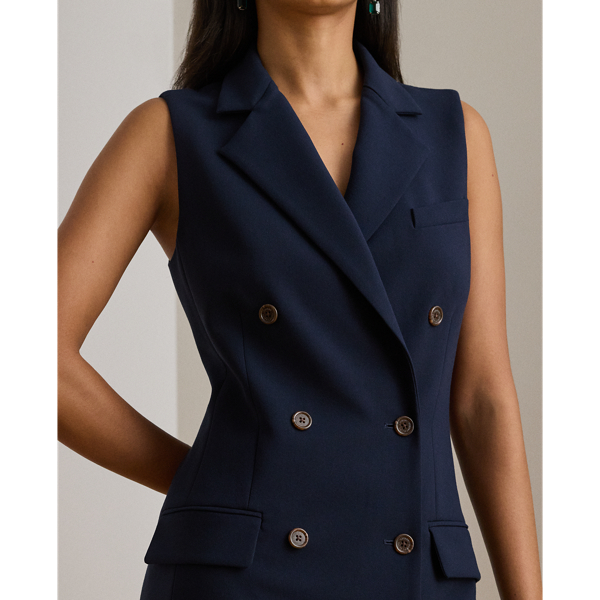 【RALPH LAUREN】ツートン クレープ ノースリーブ シフトドレス 取寄) ローレン ラルフローレン レディース ツートーン ボタン