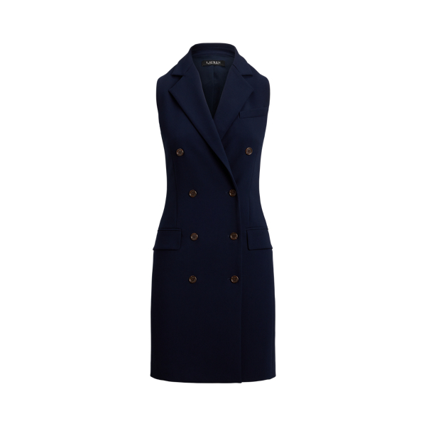 【RALPH LAUREN】ツートン クレープ ノースリーブ シフトドレス ダブルブレステッド クレープ スリーブレス ドレス | ラルフ
