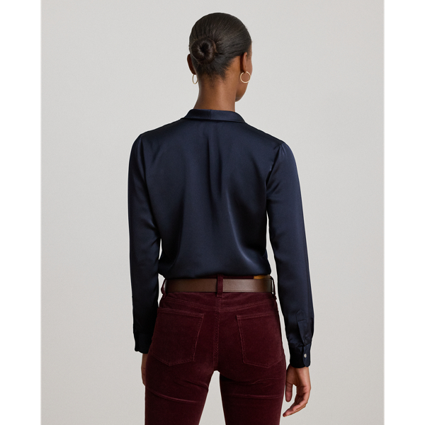 Satin-Charmeuse-Bluse mit Bindedetail