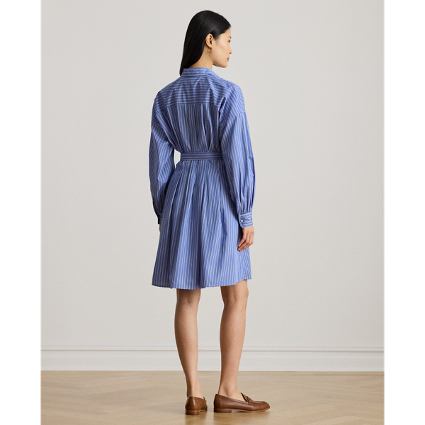 Striped Belted Broadcloth Shirtdress