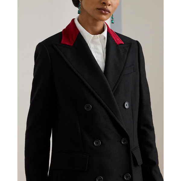 Zweifarbiger Mantel aus Trikotine Lauren in Schwarz/Lauren-Rot 6