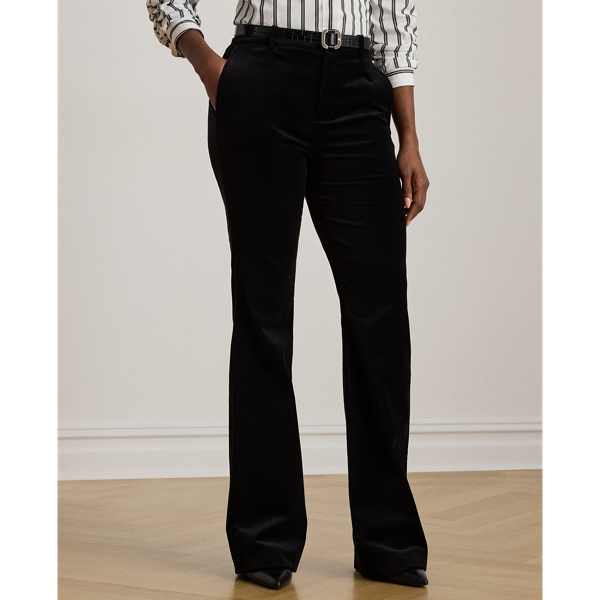 Pantalon flare taille haute en velours