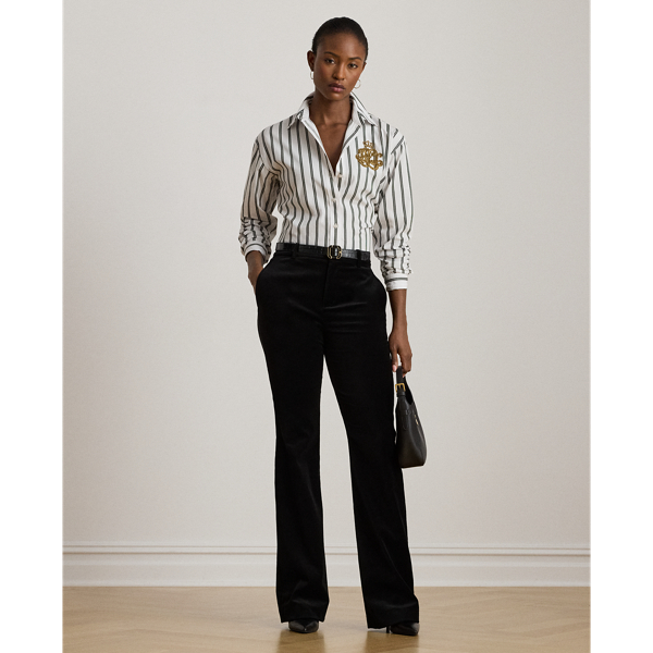 Pantalon flare taille haute en velours