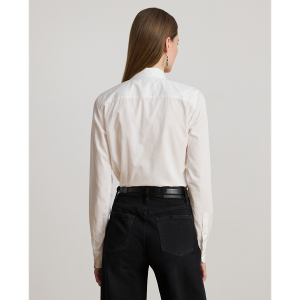 Bow-Trim Cotton Broadcloth Shirt