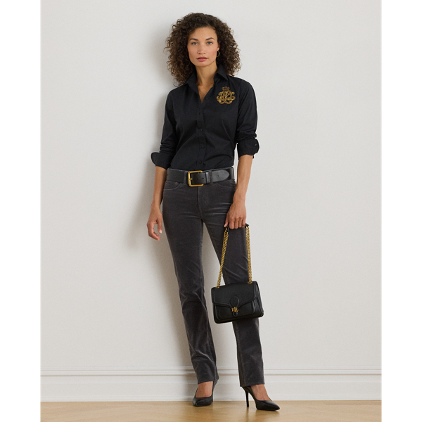 Classic-Fit Hemd mit Logo Lauren in Schwarz 4