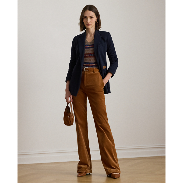 Buckle-Trim Herringbone Jacquard Blazer