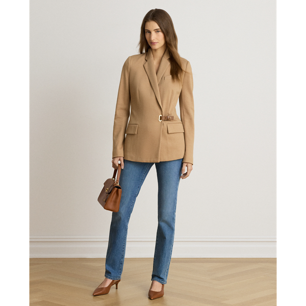 Lauren Camel Buckle-Trim Herringbone Jacquard Blazer Lauren 4