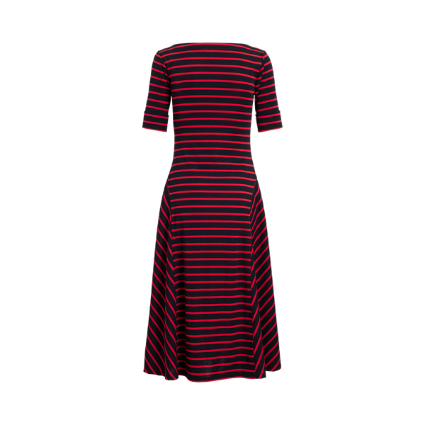 Gestreiftes Midikleid aus Baumwolle Lauren in Schwarz/Ralph-Rot 7