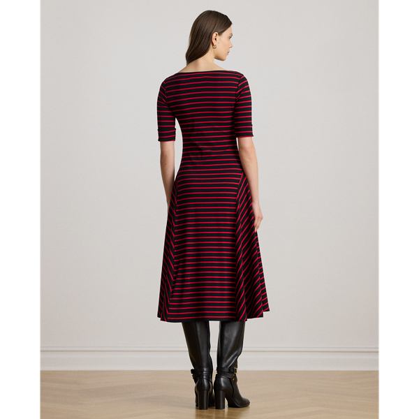 Gestreiftes Midikleid aus Baumwolle Lauren in Schwarz/Ralph-Rot 5