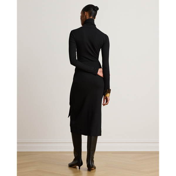 Black Tie-Front Turtleneck Dress Lauren 5