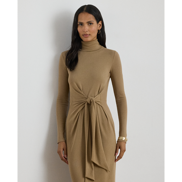 Tie-Front Turtleneck Dress
