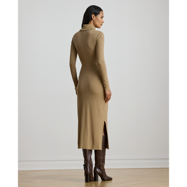 Tie-Front Turtleneck Dress