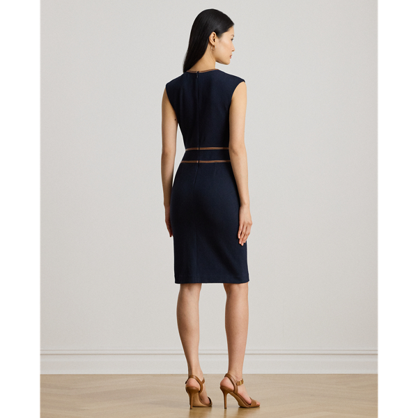 【Lauren Ralph Lauren】バックルトリムヘリンボーンSK新品 バックルトリム ヘリンボーン キャップスリーブ ドレス | ラルフ