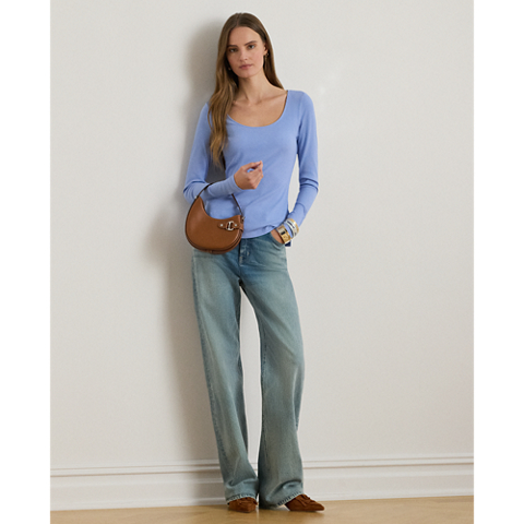 Женские футболки Ralph Lauren Rib-Knit Long-Sleeve Scoopneck Tee