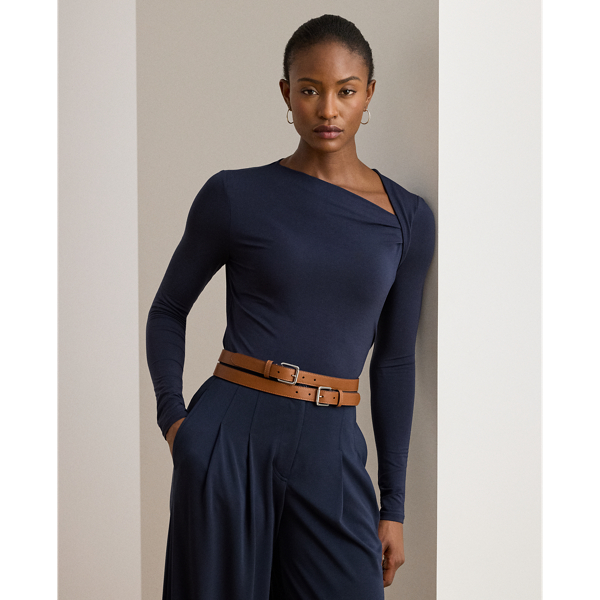 Asymmetrisches Stretchjersey-Oberteil