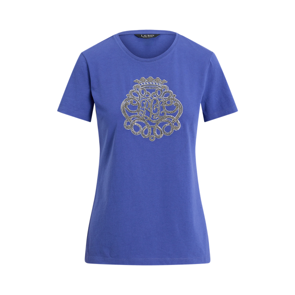 Beaded-Crest Cotton Jersey T-Shirt