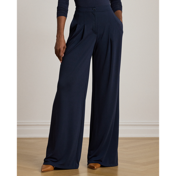 Lauren Ralph Laurenストレッチジャージーワイドレッグパンツ プリーテッド ストレッチ ジャージー ワイドレッグ パンツ