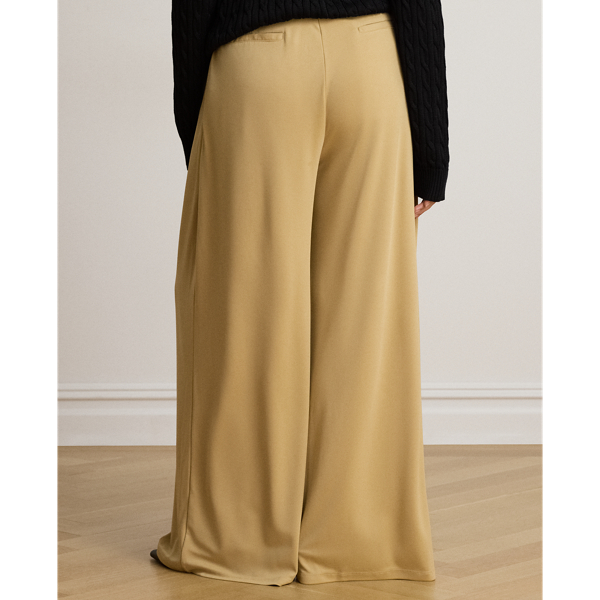 Pleated Stretch Jersey Wide-Leg Pant
