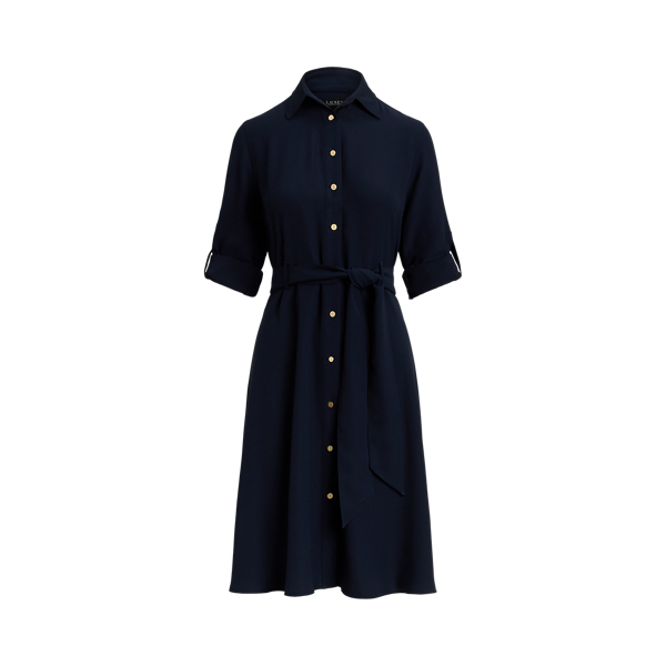 人気品！Ralph Lauren ジョーゼットシャツドレス フレアドレス LAUREN RALPH LAUREN フローラル ベルテッド ジョーゼット