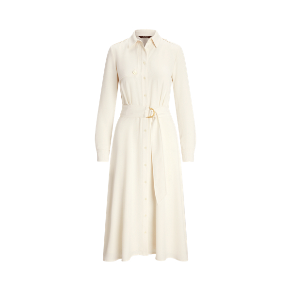 Belted Double-Faced Georgette Shirtdress
