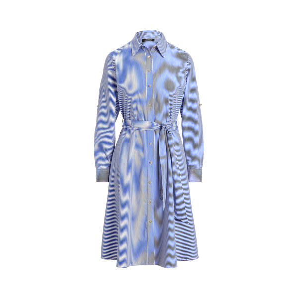 Striped Cotton Broadcloth Shirtdress