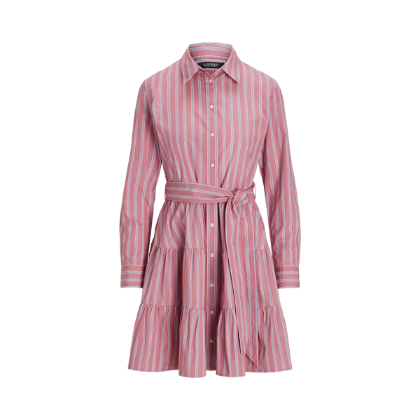 Vestido camisero de pa&ntilde;o con rayas