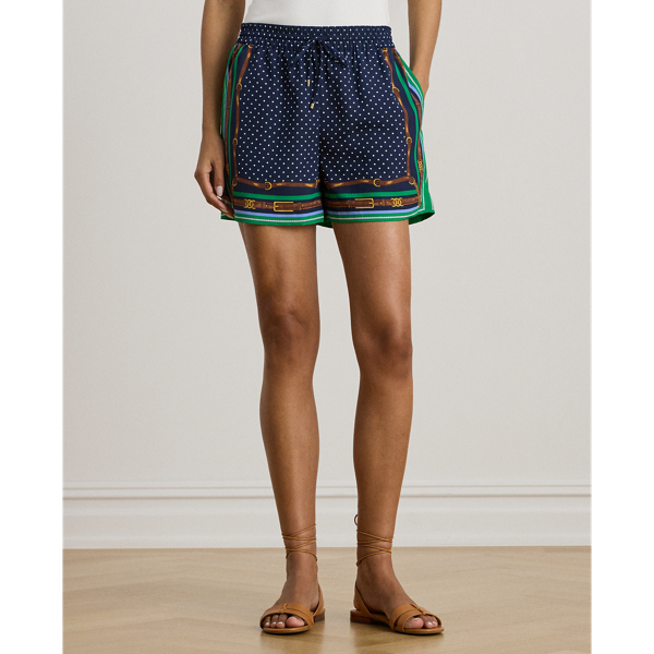 Belting-Print & Polka-Dot Drawcord Short